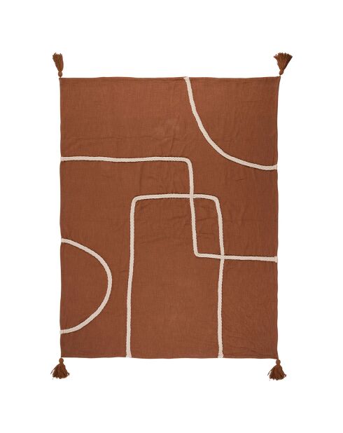 Plaid tressé Organic terracotta  - 170x130 cm