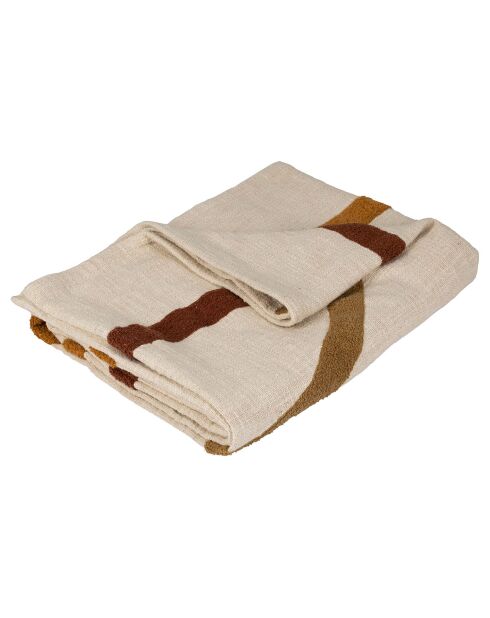 Plaid brode Manarola écru/terra - 170x130 cm