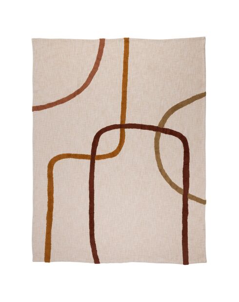 Plaid brode Manarola écru/terra - 170x130 cm