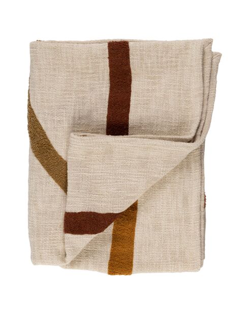 Plaid brode Manarola écru/terra - 170x130 cm