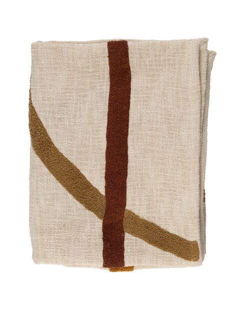 Plaid brode Manarola écru/terra - 170x130 cm