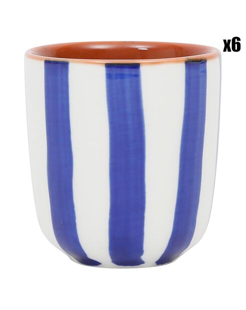 6 Gobelets Alaria blanc/indigo - 10cl