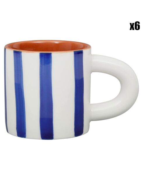 6 Alaria wit/indigo koffiekopjes - 17cl