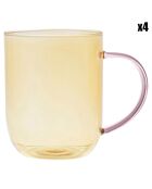 4 funky gelb/rosa Teetassen - 40 cl