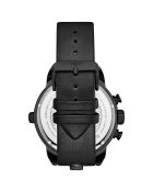 Reloj de cuero Black Quartz Global GMT para hombre