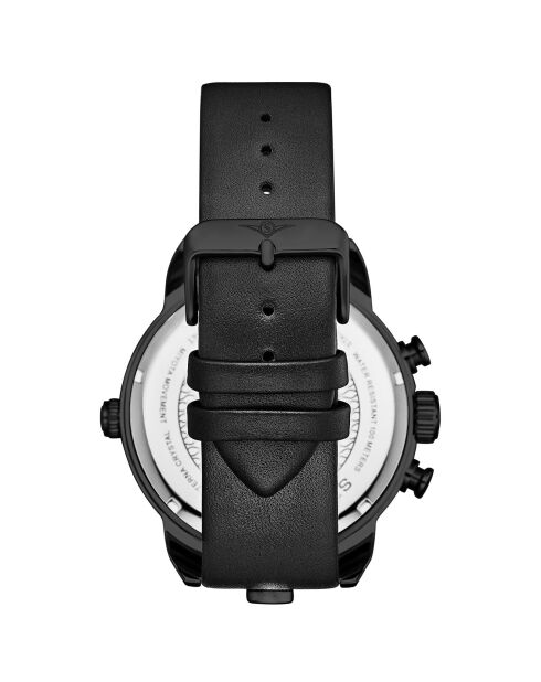 Schwarze Quarzuhr Global GMT für Herren