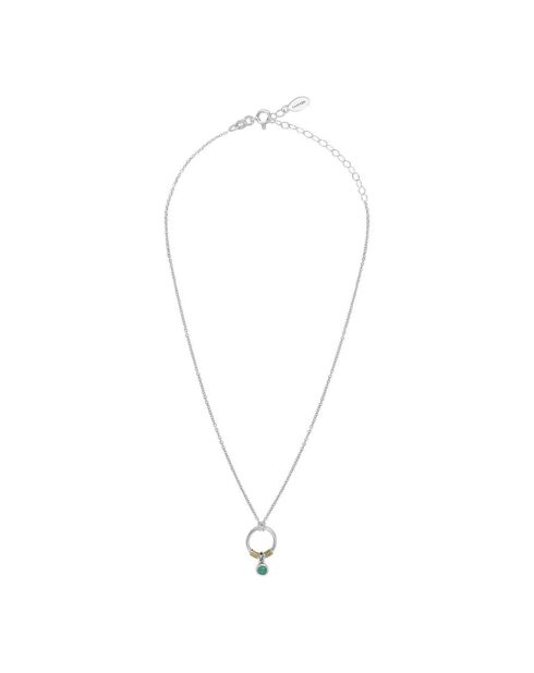 Collier en Argent, Laiton & Calcédoine Chrysoprase verte