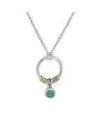 Collier en Argent, Laiton & Calcédoine Chrysoprase verte
