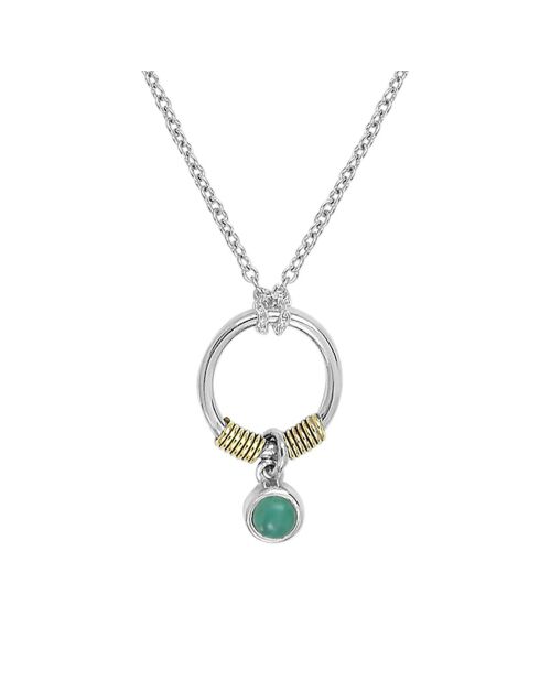 Collier en Argent, Laiton & Calcédoine Chrysoprase verte