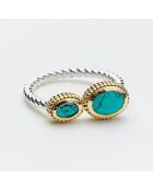 Bague en Argent, Laiton & Turquoise reconstituée