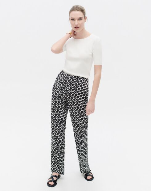 Pantalon droit Pmarcel à fleurs noir