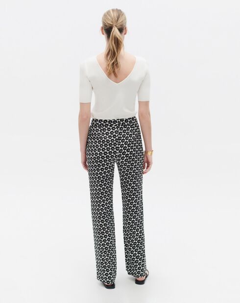 Pantalon droit Pmarcel à fleurs noir