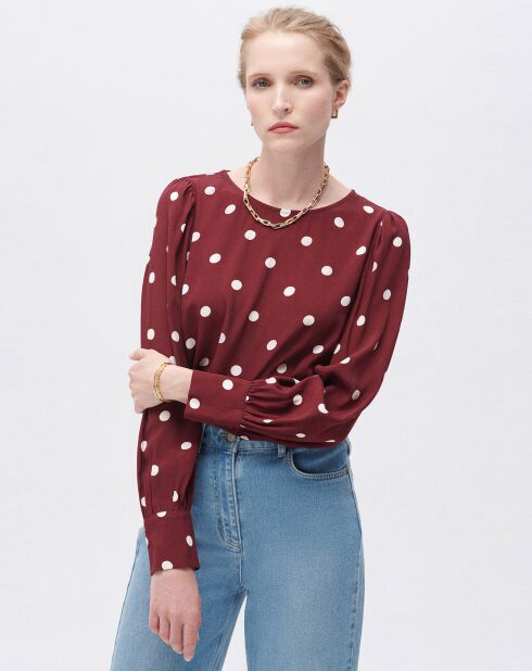 Blouse Christy à pois bordeaux