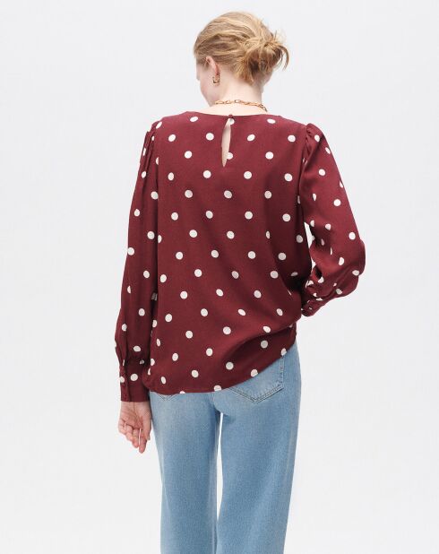 Blouse Christy à pois bordeaux