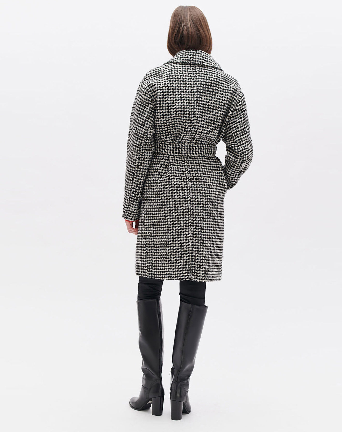 Manteau en Laine mélangée Granta pied-de-poule écru Vente