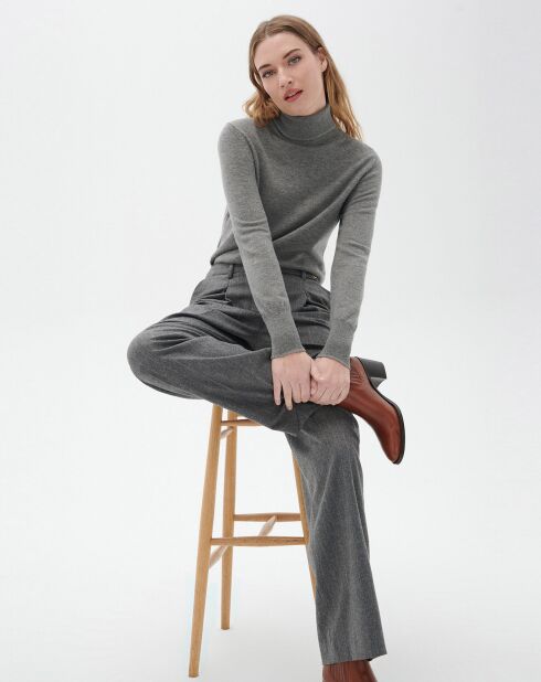 Pantalon large en Laine mélangée Padova gris moyen