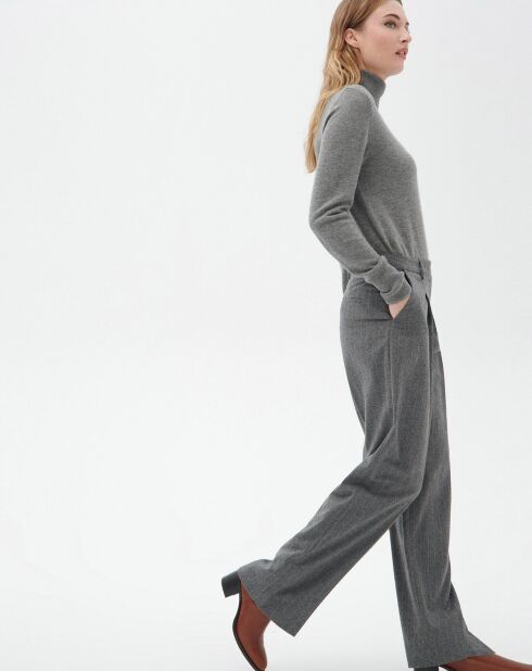 Pantalon large en Laine mélangée Padova gris moyen