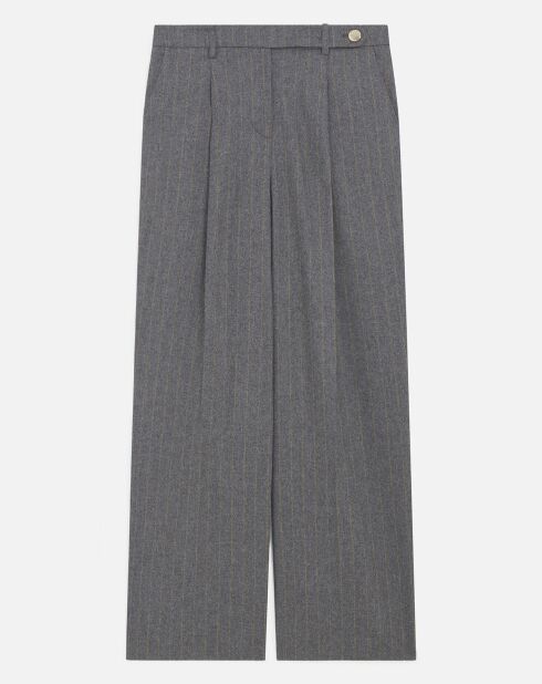 Pantalon large en Laine mélangée Padova gris moyen