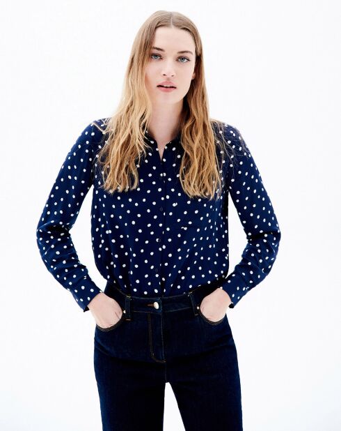 Chemise Tania à pois navy