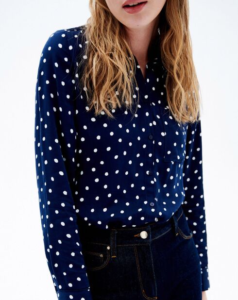 Chemise Tania à pois navy