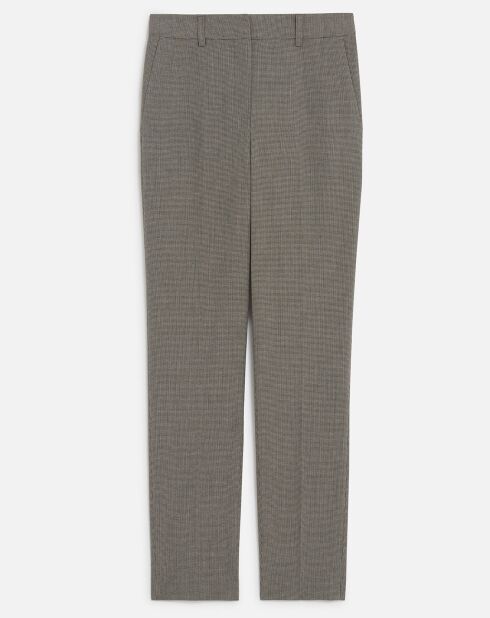 Pantalon cigarette Psidiko à carreaux beige