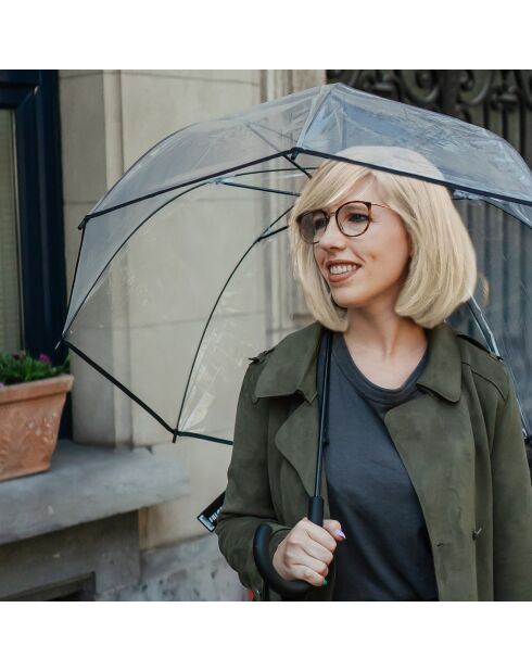 Parapluie droit ouverture automatique transparent/noir