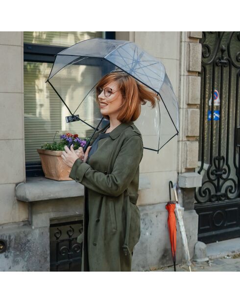 Parapluie droit ouverture automatique transparent/noir
