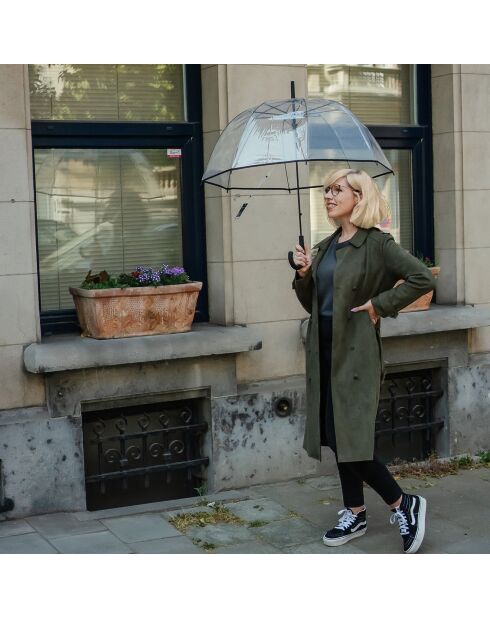 Parapluie droit ouverture automatique transparent/noir