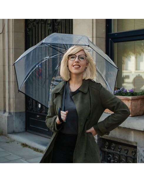 Parapluie droit ouverture automatique transparent/noir