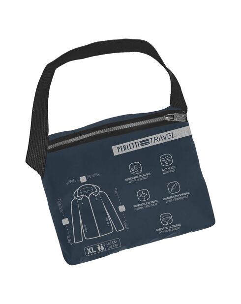 Blauw windjack met capuchon voor dames en heren