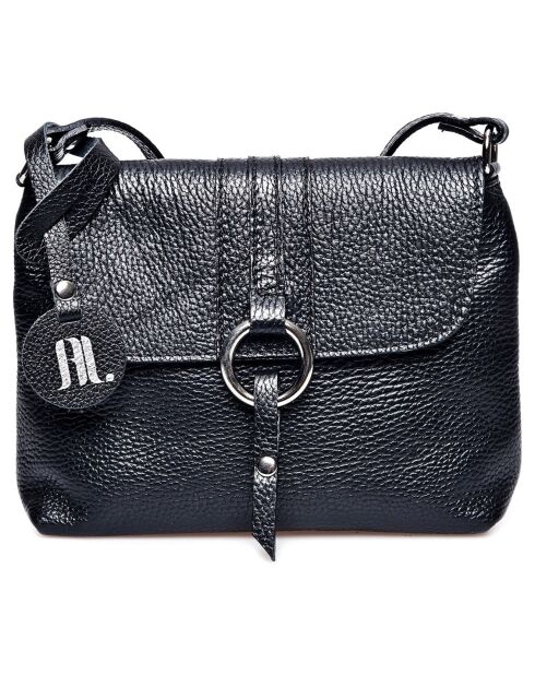 Borsa a tracolla in pelle nera - 17x24x7 cm