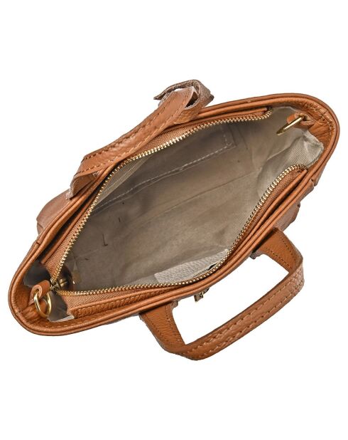 Sac à main en Cuir cognac - 16x27x9 cm
