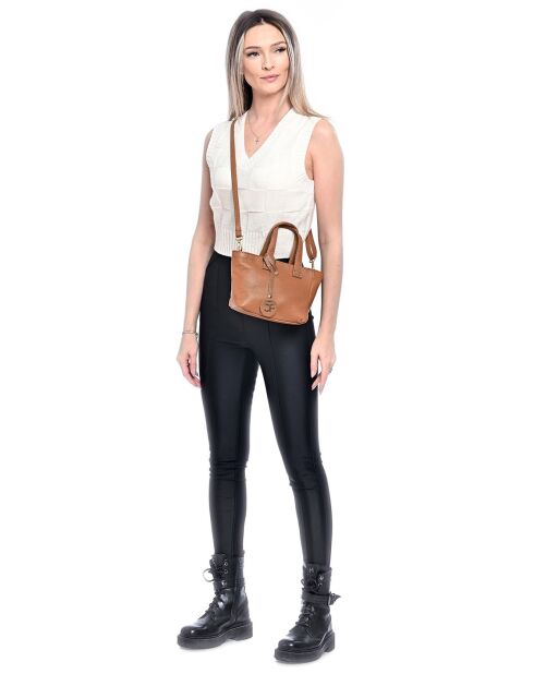 Sac à main en Cuir cognac - 16x27x9 cm