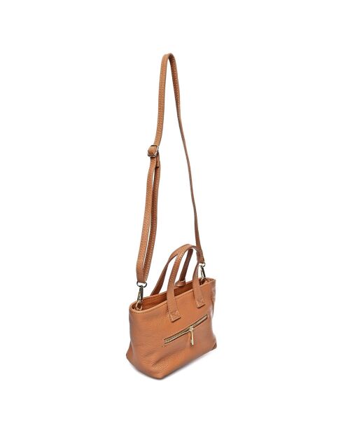 Sac à main en Cuir cognac - 16x27x9 cm