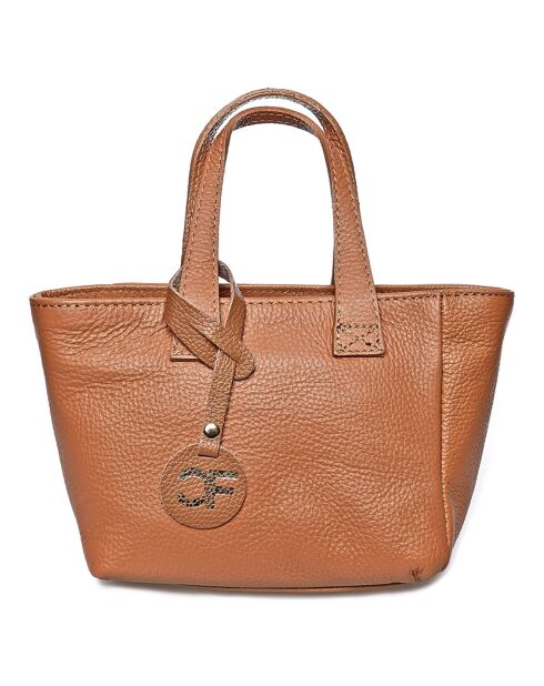 Sac à main en Cuir cognac - 16x27x9 cm