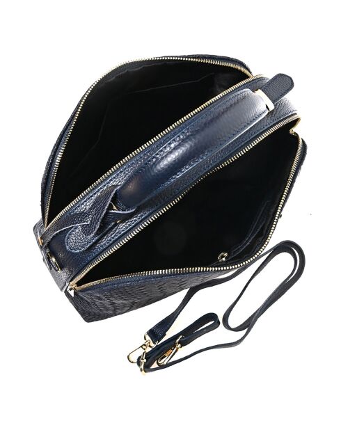 Sac à main en Cuir bleu jean - 27x34x16 cm