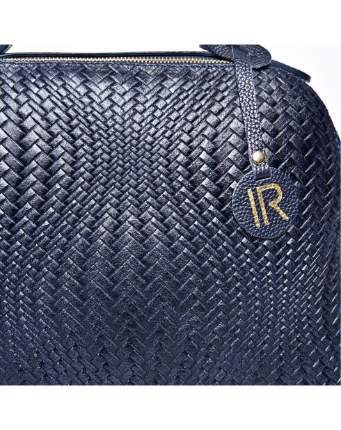 Sac à main en Cuir bleu jean - 27x34x16 cm