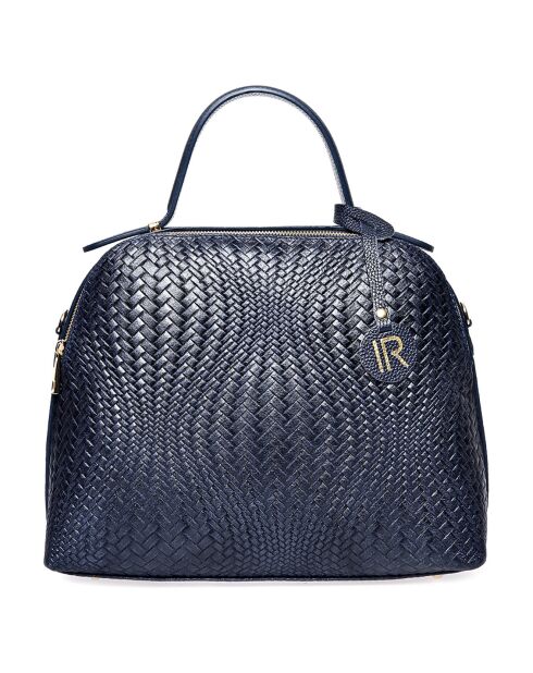 Sac à main en Cuir bleu jean - 27x34x16 cm