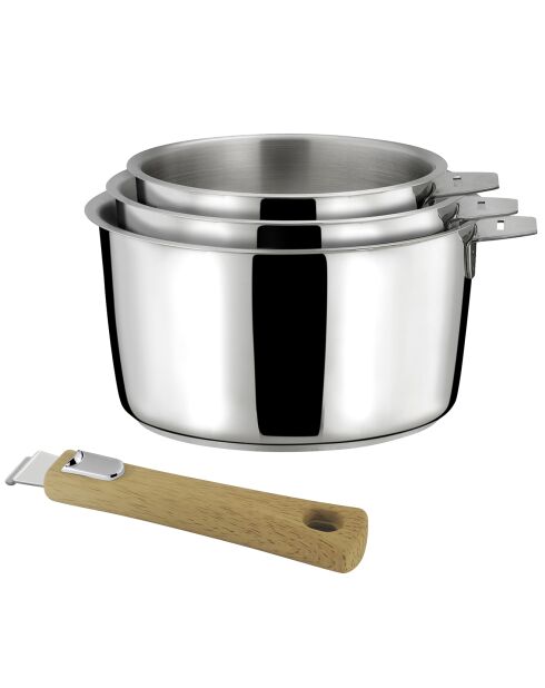 3 casseroles avec poignée Malice induction marron - D.16/18.20 cm