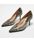 Escarpins en Cuir motif python Jamie caviar - Talon 7 cm