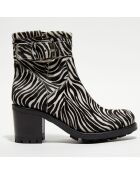 Boots en Cuir poulain Justy zèbre - Talon 7 cm
