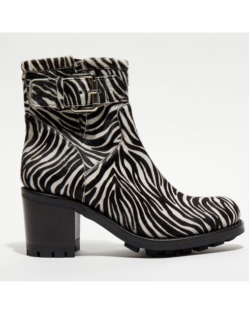 Boots en Cuir poulain Justy zèbre - Talon 7 cm