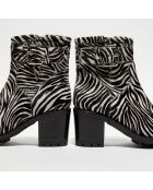 Boots en Cuir poulain Justy zèbre - Talon 7 cm