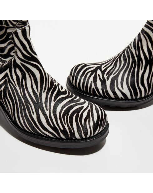 Boots en Cuir poulain Justy zèbre - Talon 7 cm