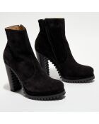 Boots en Velours de Cuir Lery noires - Talon 10 cm