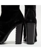 Boots en Velours de Cuir Lery noires - Talon 10 cm