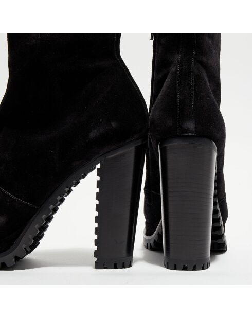 Boots en Velours de Cuir Lery noires - Talon 10 cm