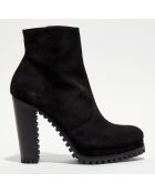 Boots en Velours de Cuir Lery noires - Talon 10 cm