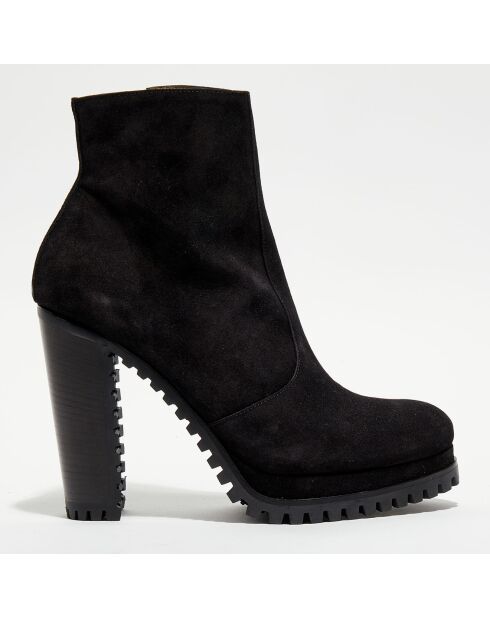 Boots en Velours de Cuir Lery noires - Talon 10 cm