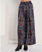 Pantalon Julia satiné imprimé bordeaux/bleu